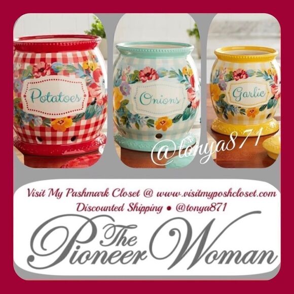 🦋 New Pioneer Woman Vegetable Keeper Canisters, Set of 3 - Picture 1 of 8